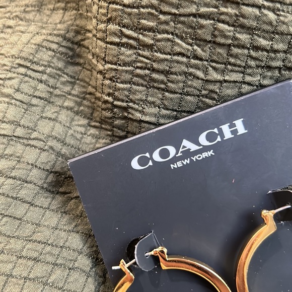 NWT COACH GOLD HOOP EARRINGS - Picture 2 of 3